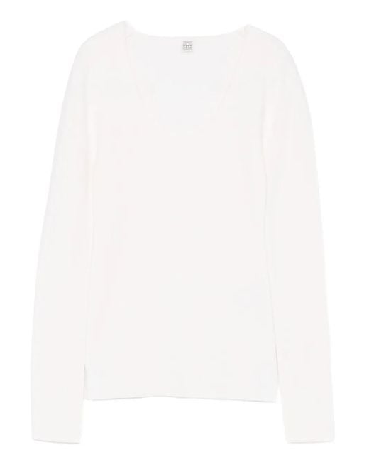 Totême White Long-Sleevewool Sweater