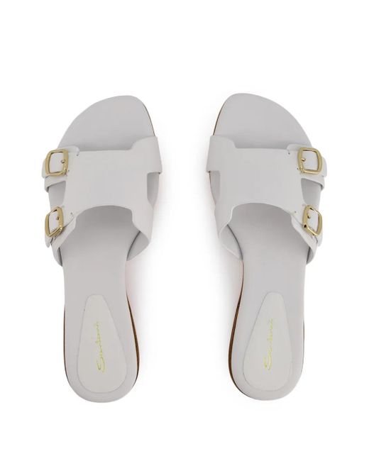 Santoni White Didi Pantoletten