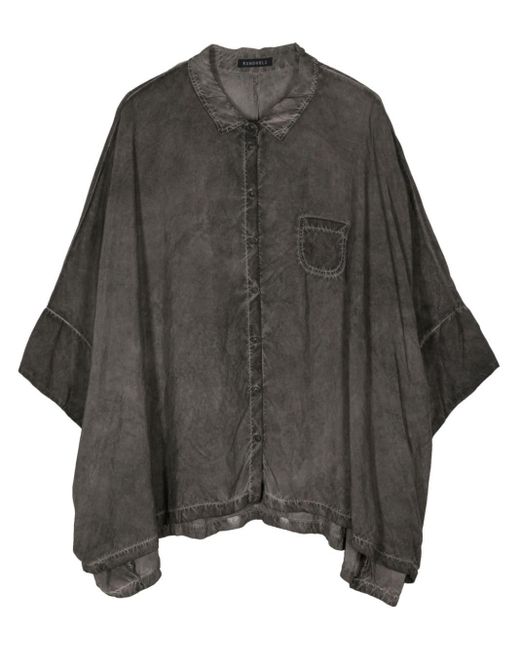 Rundholz Gray Three-quarter-sleeves Distressed Shirt