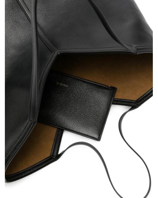 Saint Laurent Black V-Cut Leather Tote Bag for men