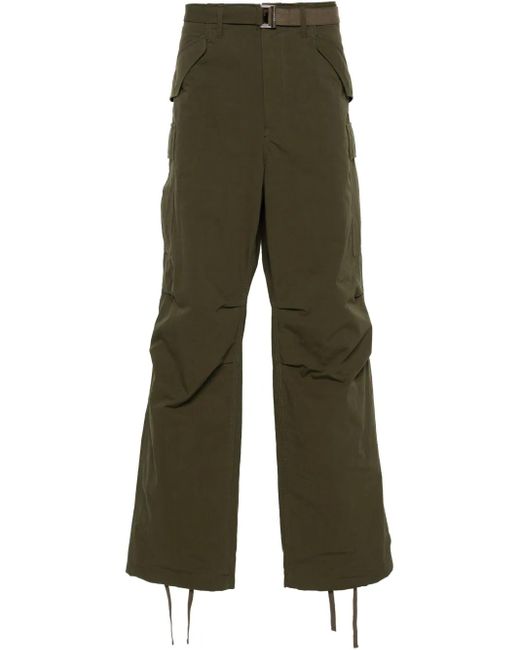Sacai Green Cotton And Nylon Blend Cargo Trousers for men