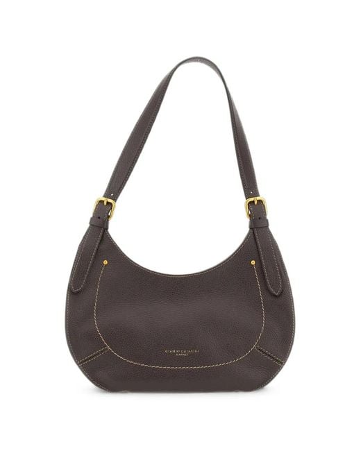 Gianni Chiarini Gray Gabry Hammered Leather Shoulder Bag