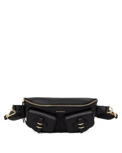 Coccinelle Black Mavery Pocket Leather Belt Bag