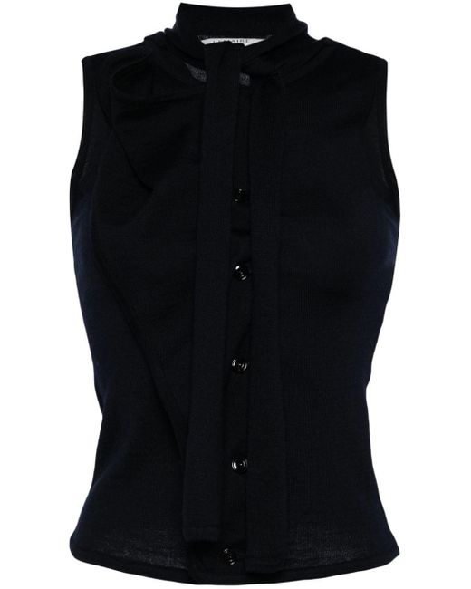 Lemaire Black Sleeveless Wool-Blend Shirt