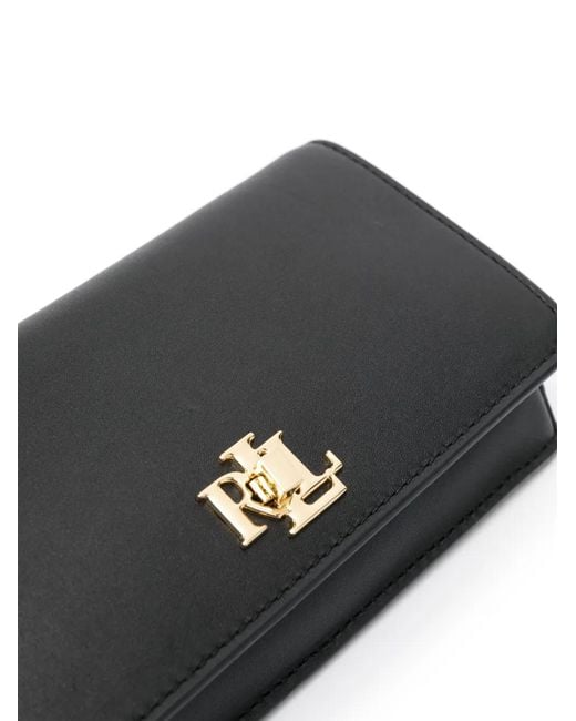Ralph Lauren Gray Logo-Lettering Leather Crossbody Bag