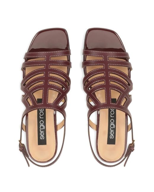 Sergio Rossi Brown Agate Cut-Out Slingback Sandals