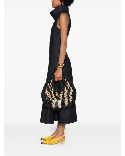 Jacquemus Black Raffia Circle-Handle Tote Bag