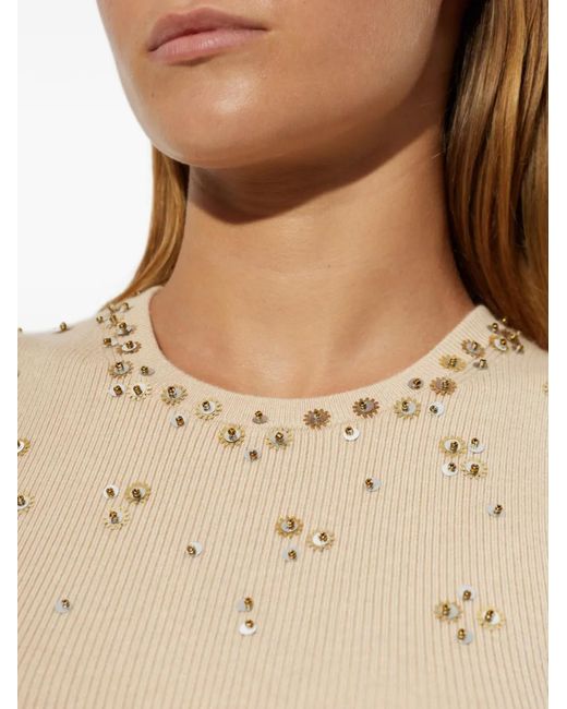 Isabel Marant Natural Apoline Sequin-Embellished Top