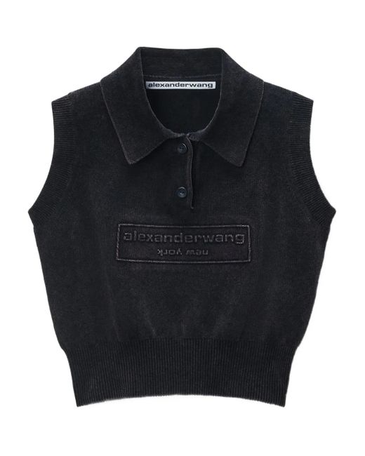 Alexander Wang Mouwloze Polotop Met Logo-Reliëf in het Blue