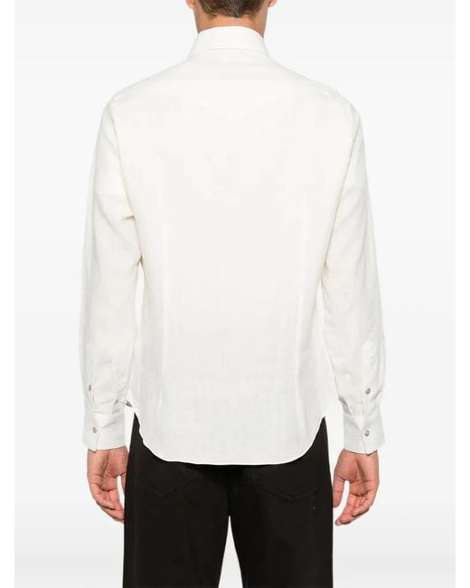 Eleventy White Western-Style Flap-Pocket Shirt for men
