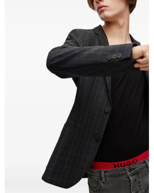 HUGO Blue Check-Pattern Blazer for men