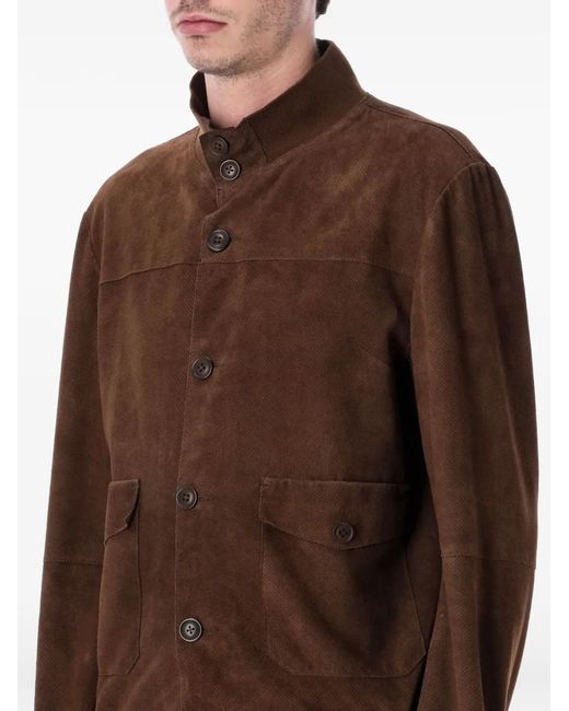 S.W.O.R.D Brown Veste En Cuir À Boutonnière for men