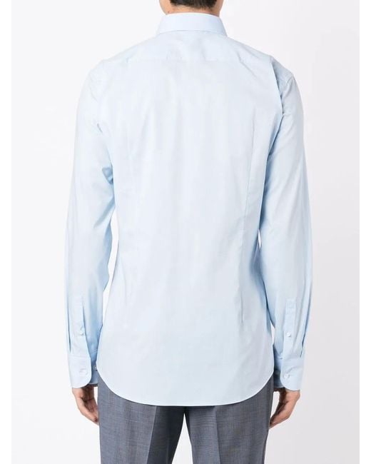 Boss Blue Hank Long-Sleeve Cotton Shirt for men