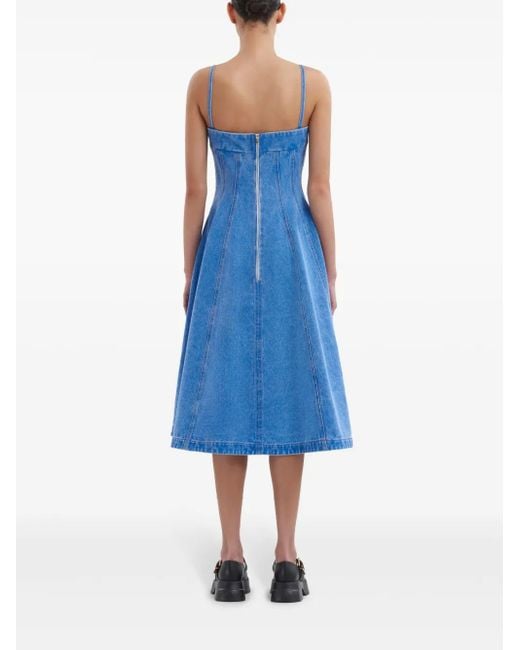 Marni Dart-Detailing Denim Midi Dress in Blue | Lyst UK