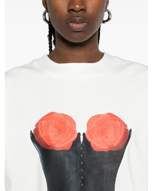 Hamza White Corset-Print T-Shirt
