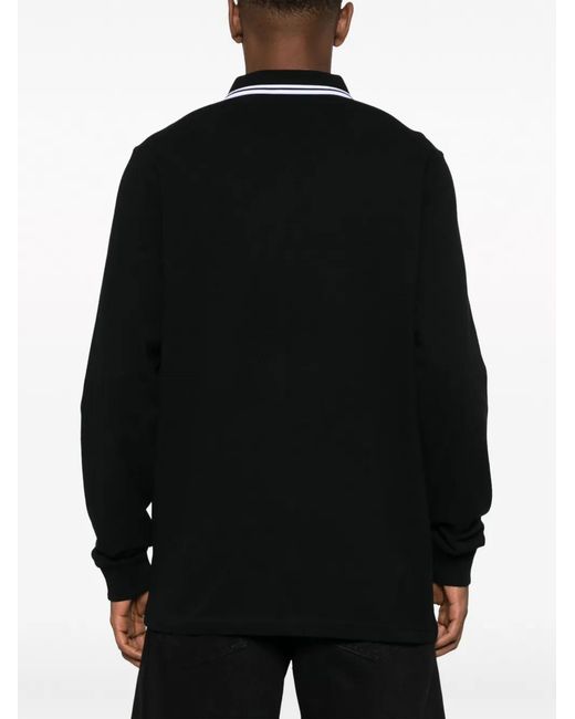 Fred Perry Black Logo-Embroidered Cotton Polo Shirt for men