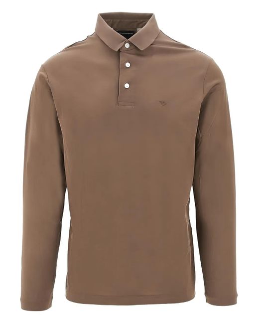 Emporio Armani Brown Logo-Embroidered Polo Shirt for men