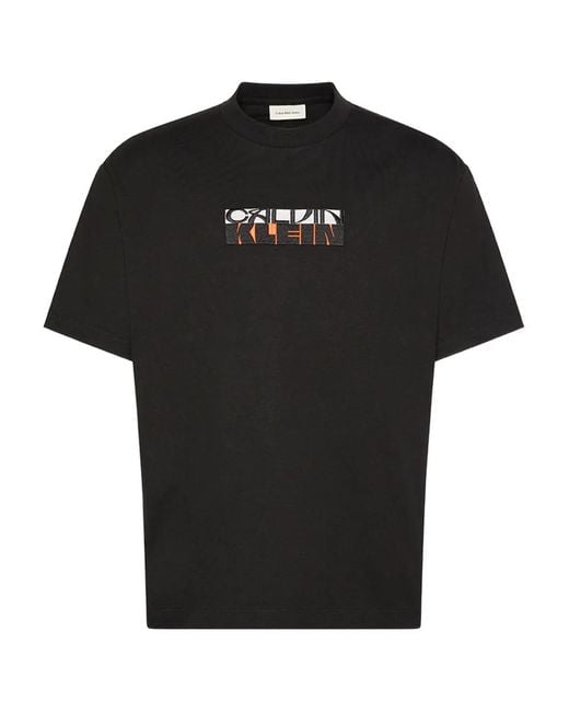 Camiseta con logo estampado Calvin Klein de hombre de color Black