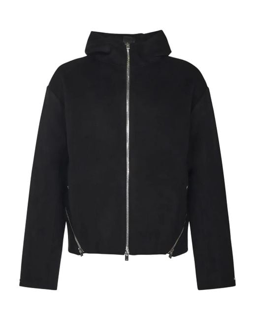 HELIOT EMIL Black Lasing Zip-Up Hooded Jacket for men