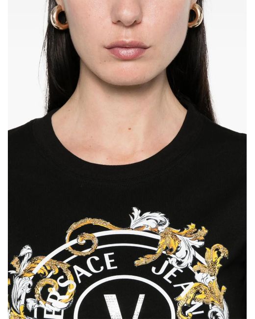 Versace Jeans Couture Black Logo-Print T-Shirt