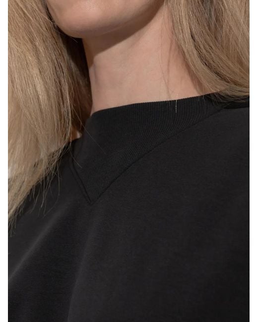 Adidas Black Logo-Embroidered Cropped Sweatshirt