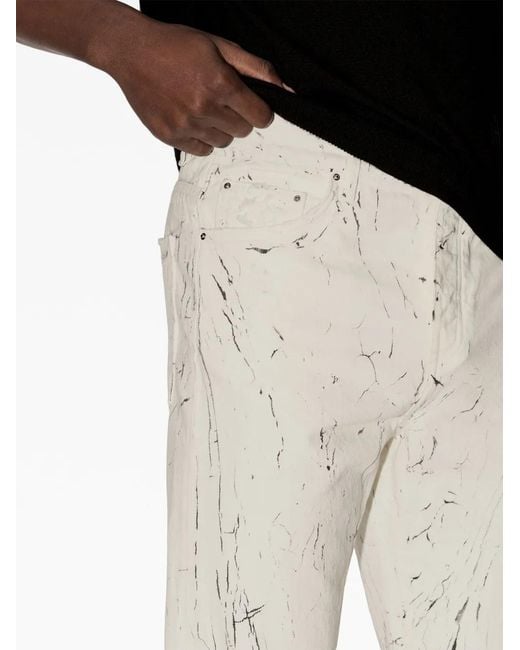 Amiri White Mud Crack Straight-Leg Jeans for men