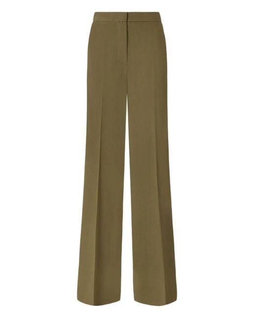 Pinko Green High-Waisted Tailored Trousers With Pressed Creases