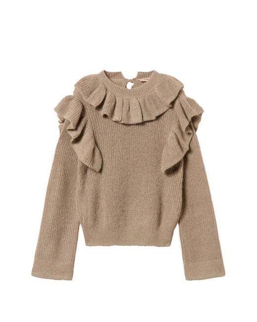 Twinset Natural Jumper With Lurex Yarn And Ruffles