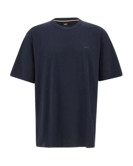 T-Shirt Girocollo Con Ricamo di Boss in Blue da Uomo