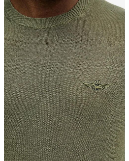 Aeronautica Militare Green Logo-Embroidered T-Shirt for men