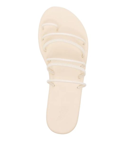 Ancient Greek Sandals White Imatio Leather Flat Sandals