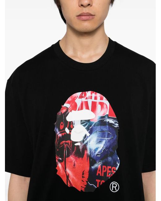 A Bathing Ape Black Logo-Printed T-Shirt for men