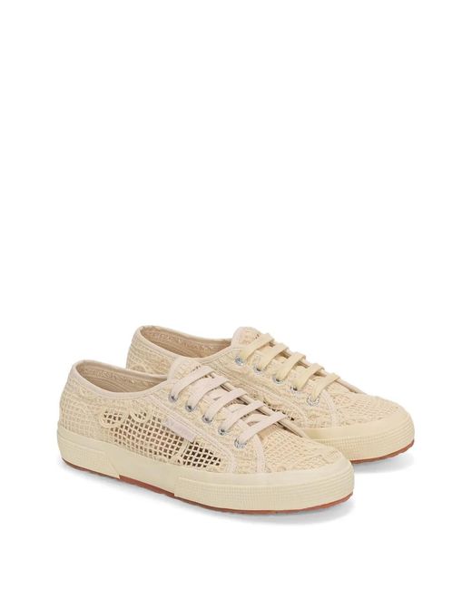 Superga White Macramé Sneakers