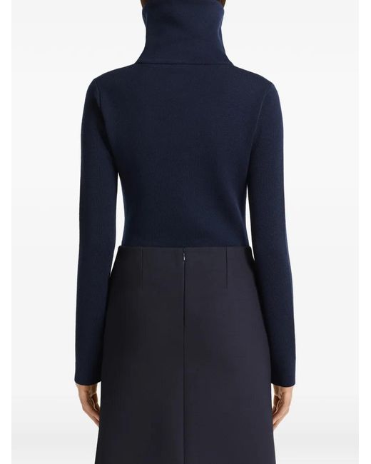 Courreges Blue Logo-Patch High-Neck Sweater