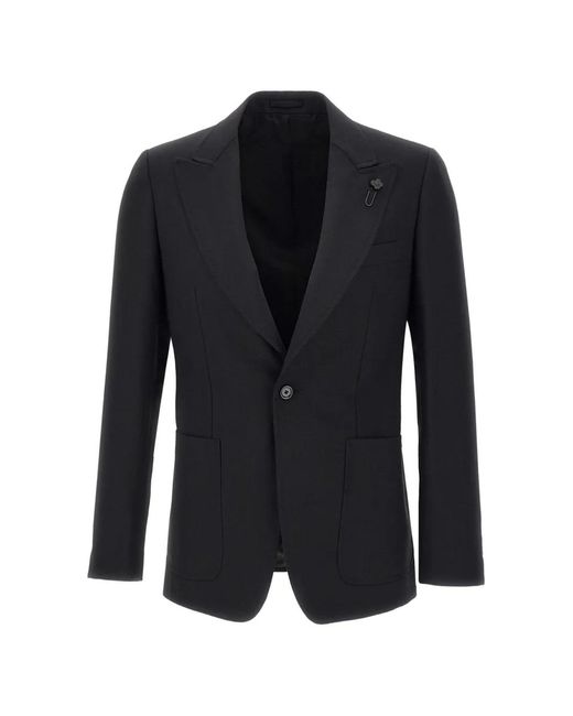 Lardini Blue Peak-Lapel Wool Blazer for men