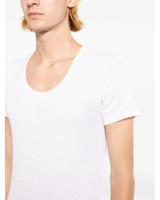 Balmain White Curved-Hem T-Shirt for men
