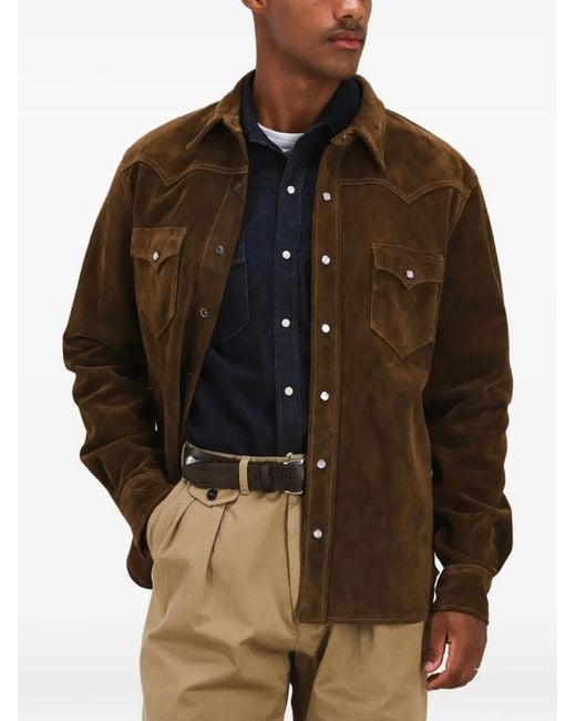 Fortela Brown Chemise Ranch Texan En Daim for men
