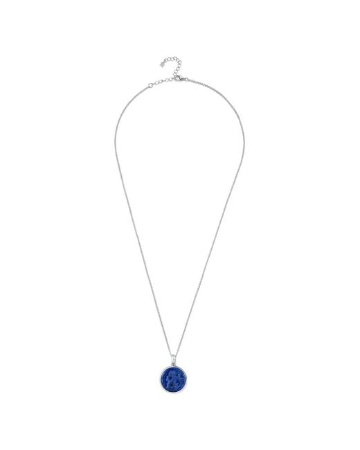 Mateo White Lapis Lazuli Lion-Carving Necklace for men