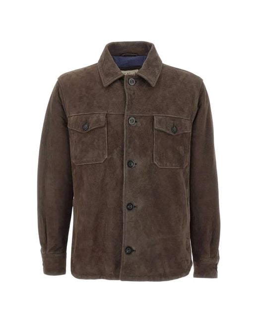 Volfagli Brown Colosseo Buccio Suede Jacket for men