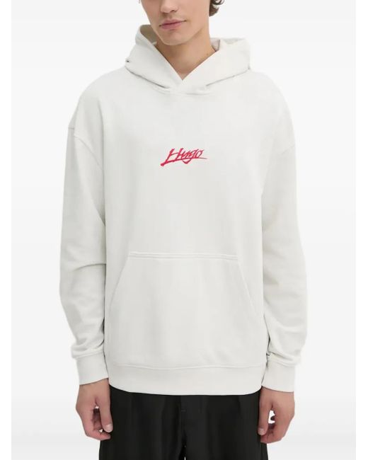 HUGO White Logo Hoodie for men