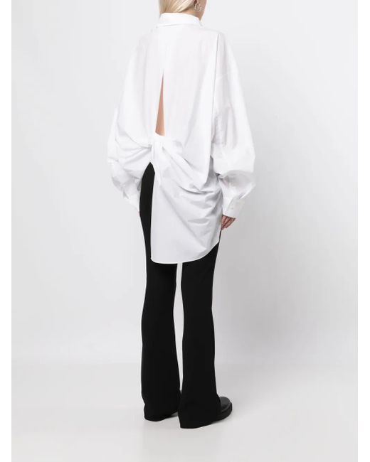 Goen.J White Twist-Detailing Cotton Shirt