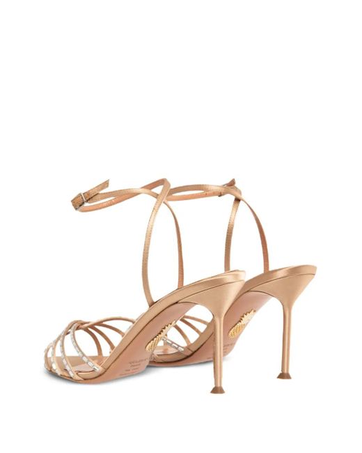 Aquazzura Metallic Crystal-Embellished Slingback Sandals