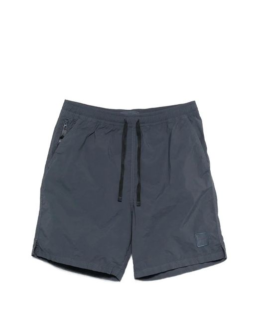 Stone Island Blue Logo-Patch Drawstring Track Shorts for men