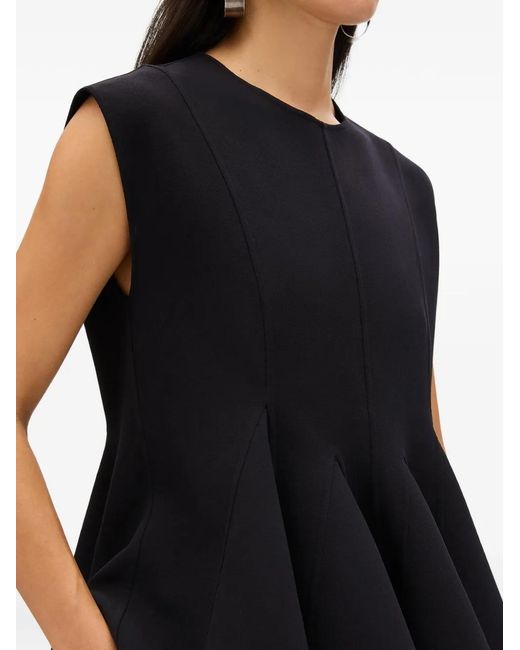 Another Tomorrow Black Double-Face Godet Top