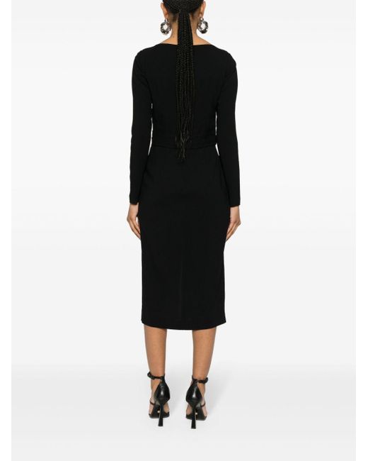 Alberta Ferretti Black V-Neck Midi Dress