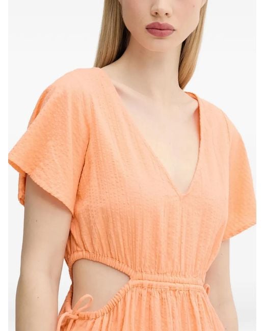 Rip Curl White Cala Vadella Cut-Out Tiered Mini Dress