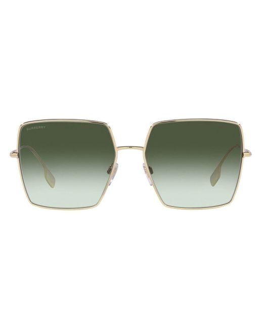 Burberry Daphne Squareframe Sunglasses in Gold (Green) Lyst