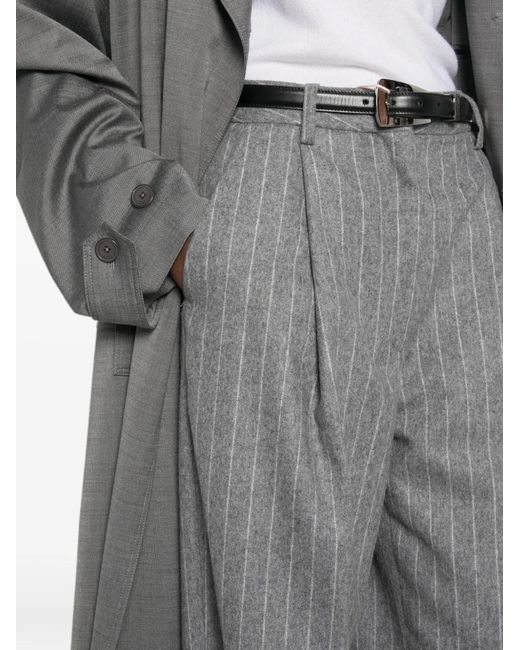 Thelatest Gray E-Axel Pinstripe-Pattern Tailored Trousers