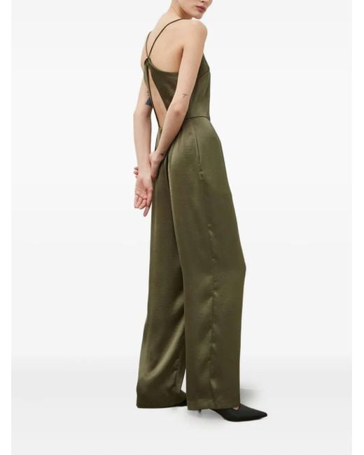 Samsøe & Samsøe Green Square-Neck Open-Back Jumpsuit