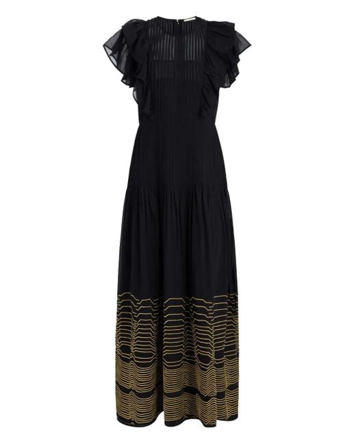 Marie Oliver Black Gerüschtes Winfrey Maxikleid Mit Falten